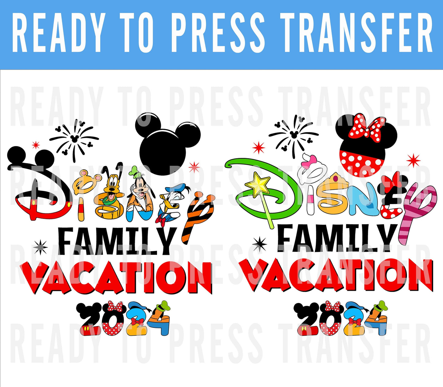 Disney Family Vacation 2024 custom ready to press iron on decal dtf transfer for shirts - Mickey Design Transfer - DTF Decal Transfers