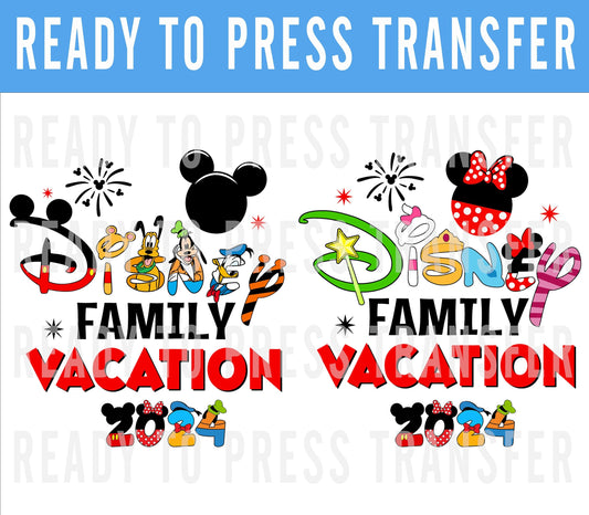 Disney Family Vacation 2024 custom ready to press iron on decal dtf transfer for shirts - Mickey Design Transfer - DTF Decal Transfers