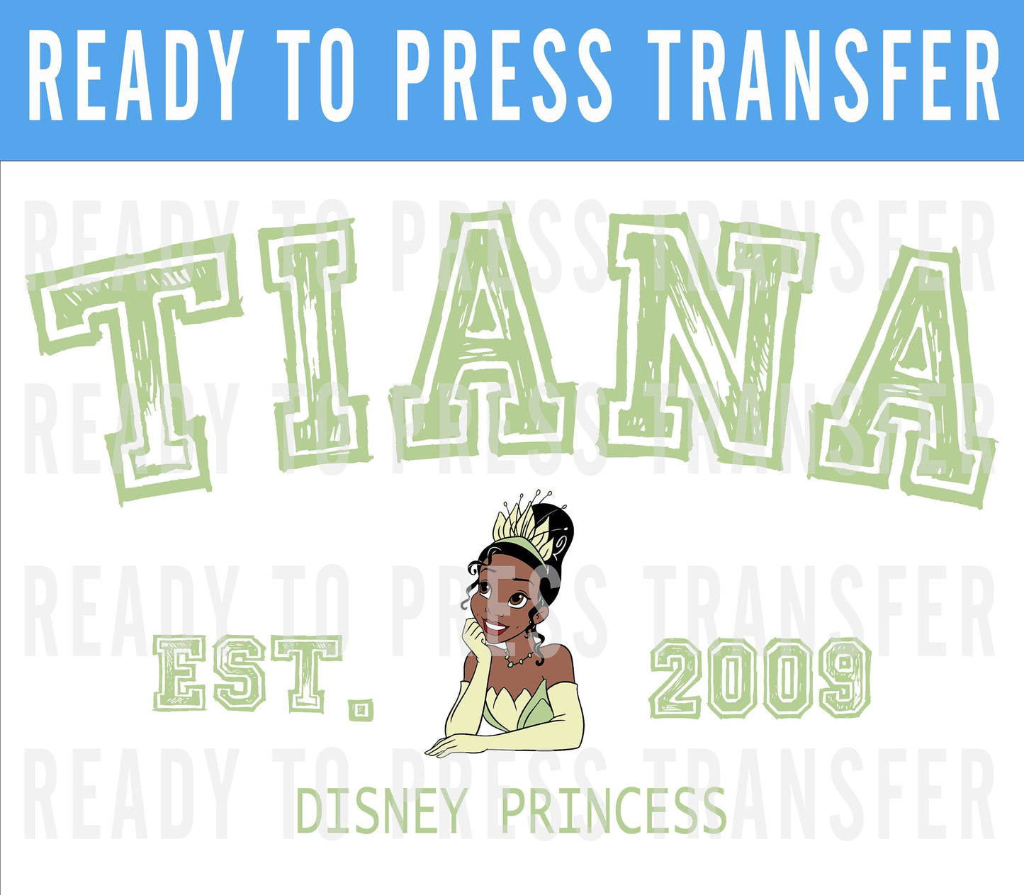 Princess University Disney Transfer - Ready To Press - Transfers For Shirts - Princess Disney DTF Transfer - DTF Decal - Tiana Iron On Decal