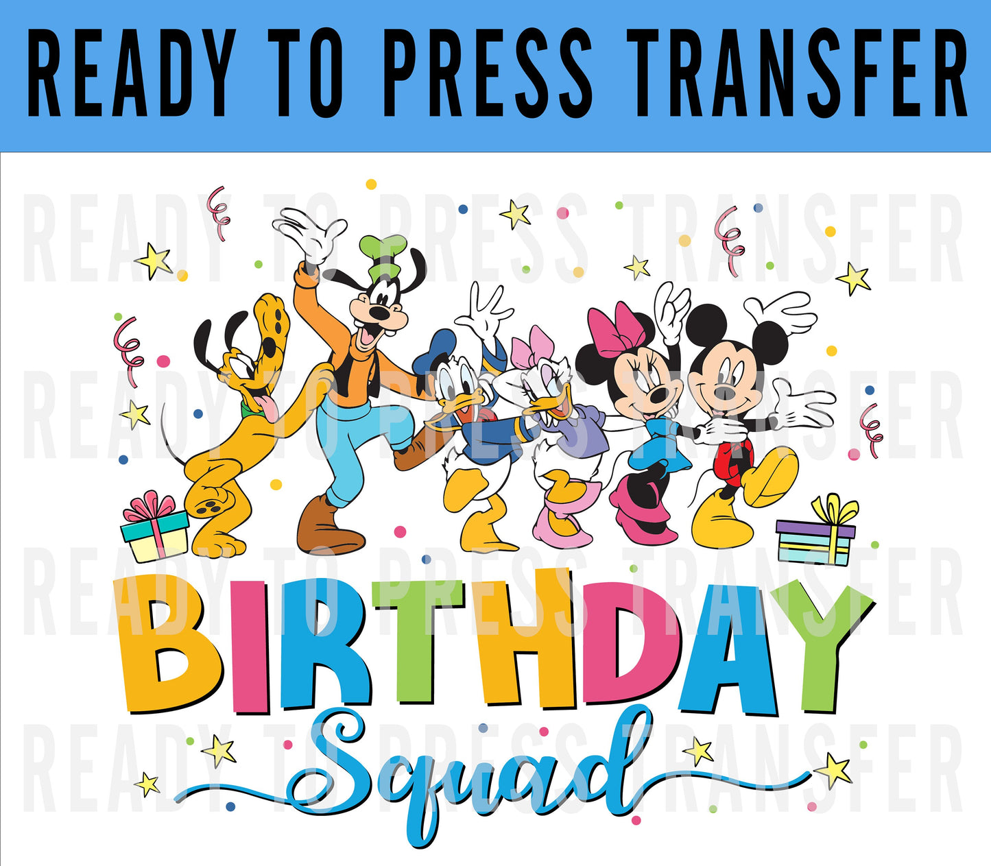 Birthday Squad Disney Iron On DTF Transfer Decal - Birthday Crew Disney Iron On - Screenprint Transfer Decal - Birthday Girl Ready To Press