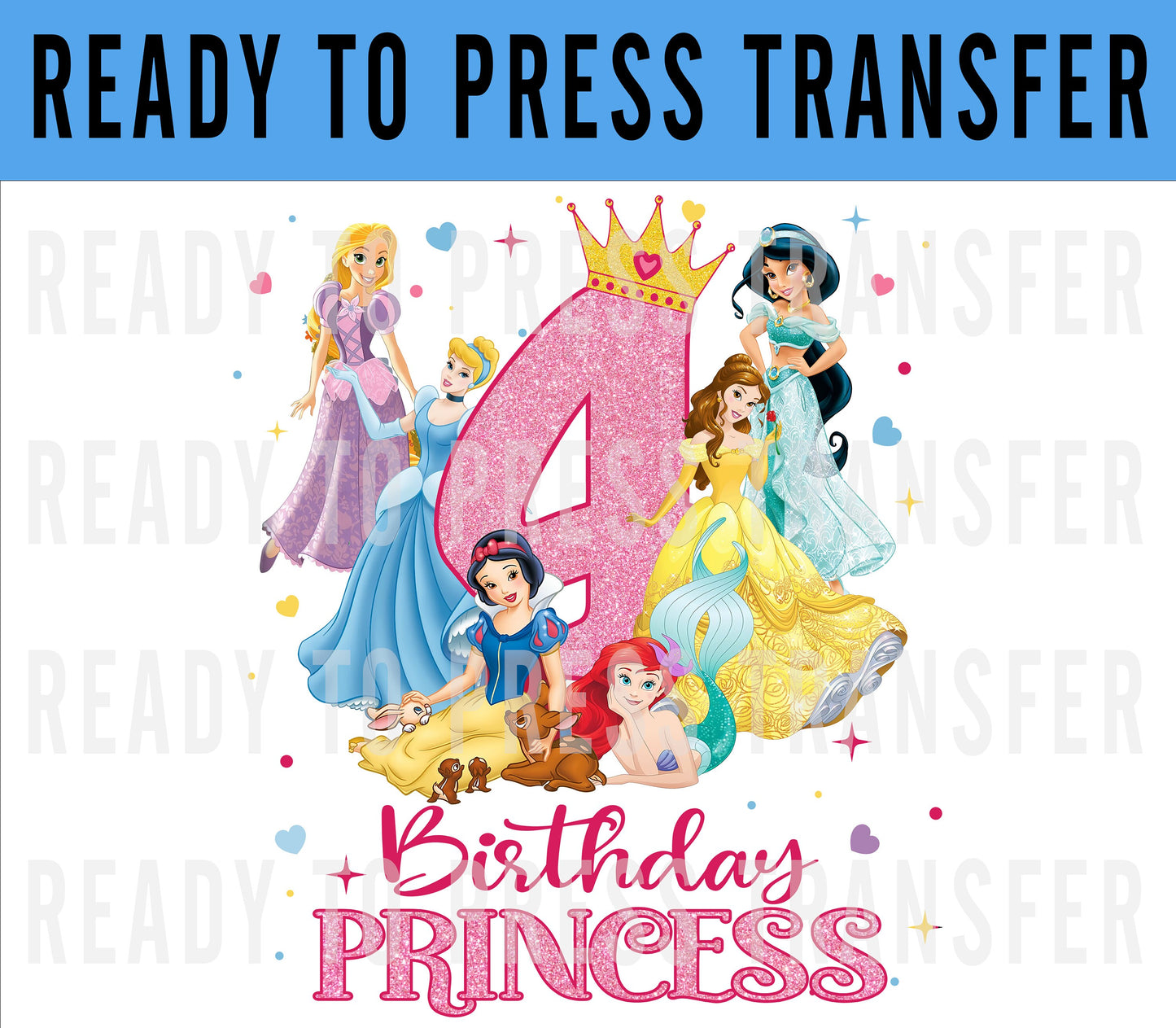 Disney Princess Birthday Iron On Decal - Princess Shirt For Toddler Disney Iron On - Princess Shirt For Girl - Birthday Girl Ready To Press