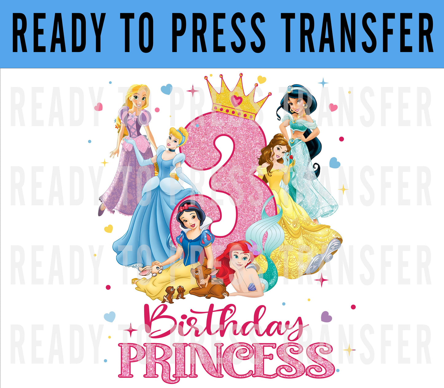 Disney Princess Birthday Iron On Decal - Princess Shirt For Toddler Disney Iron On - Princess Shirt For Girl - Birthday Girl Ready To Press