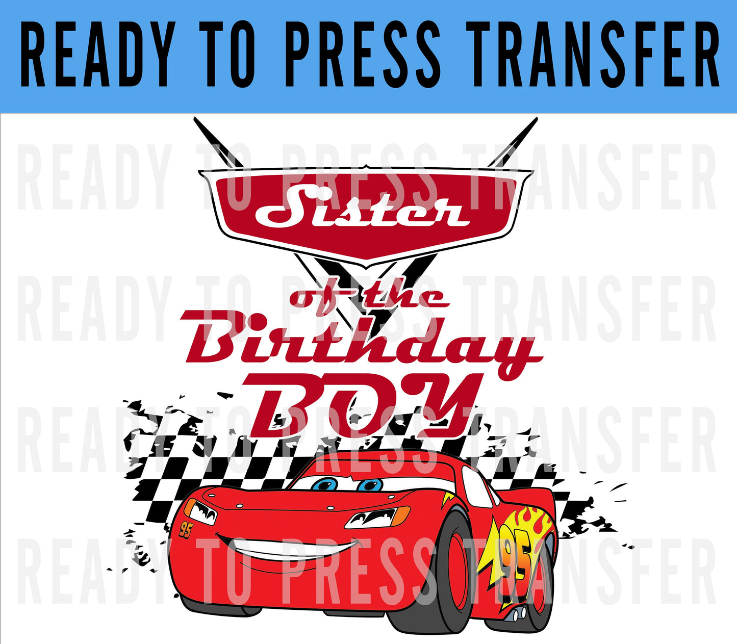 Custom Birthday Boy Disney Cars Iron On DTF Transfer Decal - Disney Iron On - Screenprint Transfer Decal - Ready To Press - Family Birthday