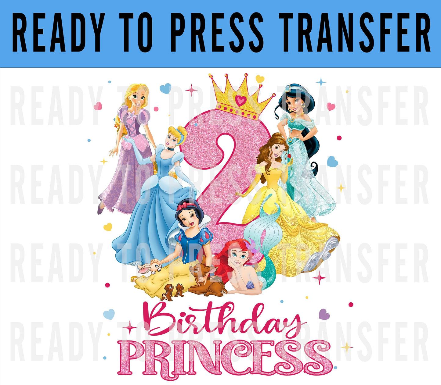 Disney Princess Birthday Iron On Decal - Princess Shirt For Toddler Disney Iron On - Princess Shirt For Girl - Birthday Girl Ready To Press