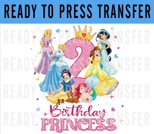 Disney Princess Birthday Iron On Decal - Princess Shirt For Toddler Disney Iron On - Princess Shirt For Girl - Birthday Girl Ready To Press