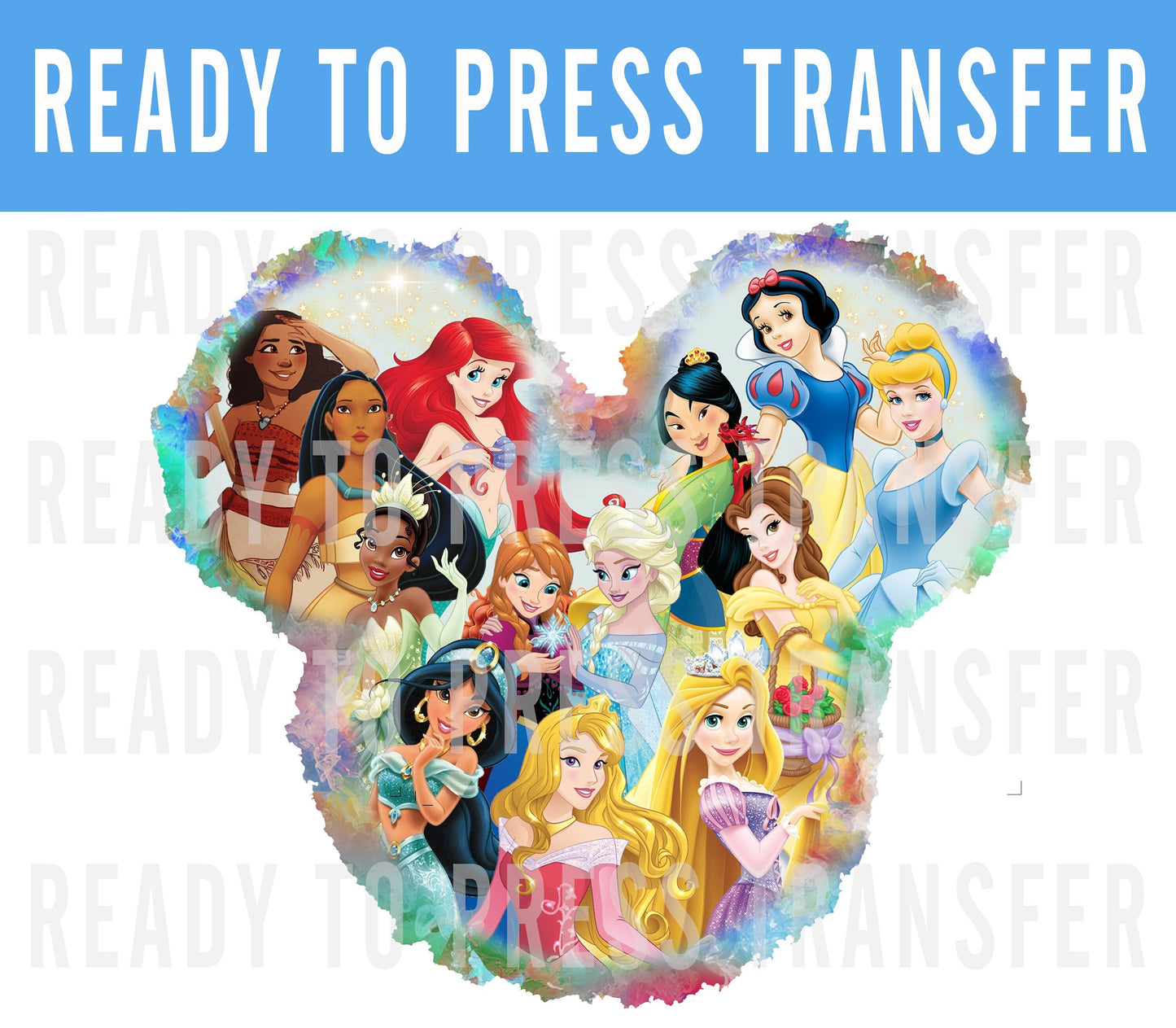Princess Mickey Head Disney Transfer - Ready To Press - Transfers For Shirts - Princess Disney DTF Transfers - DTF Decal