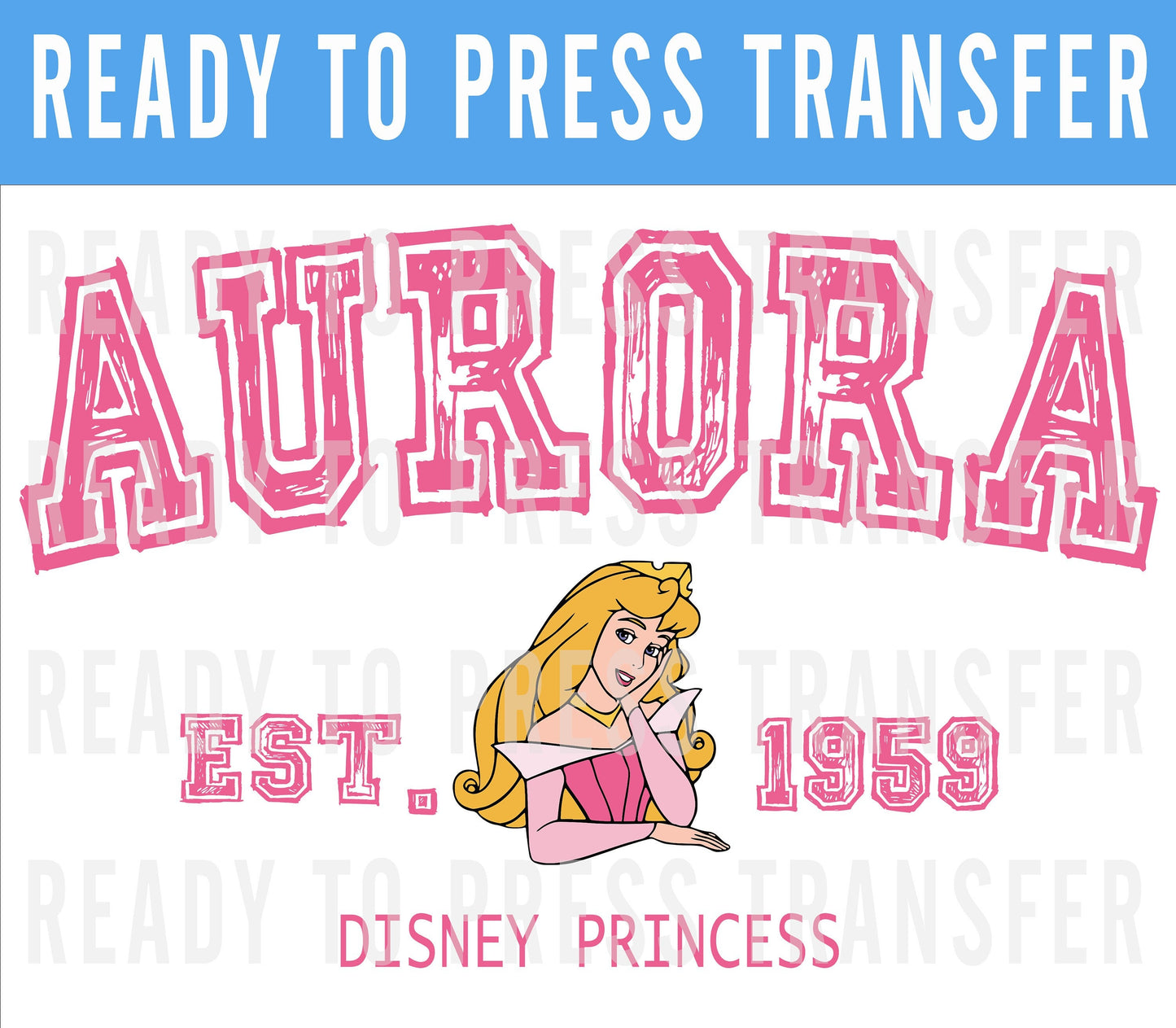 Princess University Disney Transfer - Ready To Press - Transfers For Shirts - Princess Disney DTF Transfers - DTF Decal - Aurora Iron On