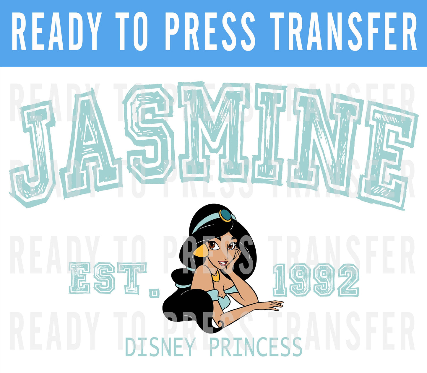 Princess University Disney Transfer - Ready To Press - Transfers For Shirts - Princess Disney DTF Transfers - DTF Decal - Jasmine Iron On
