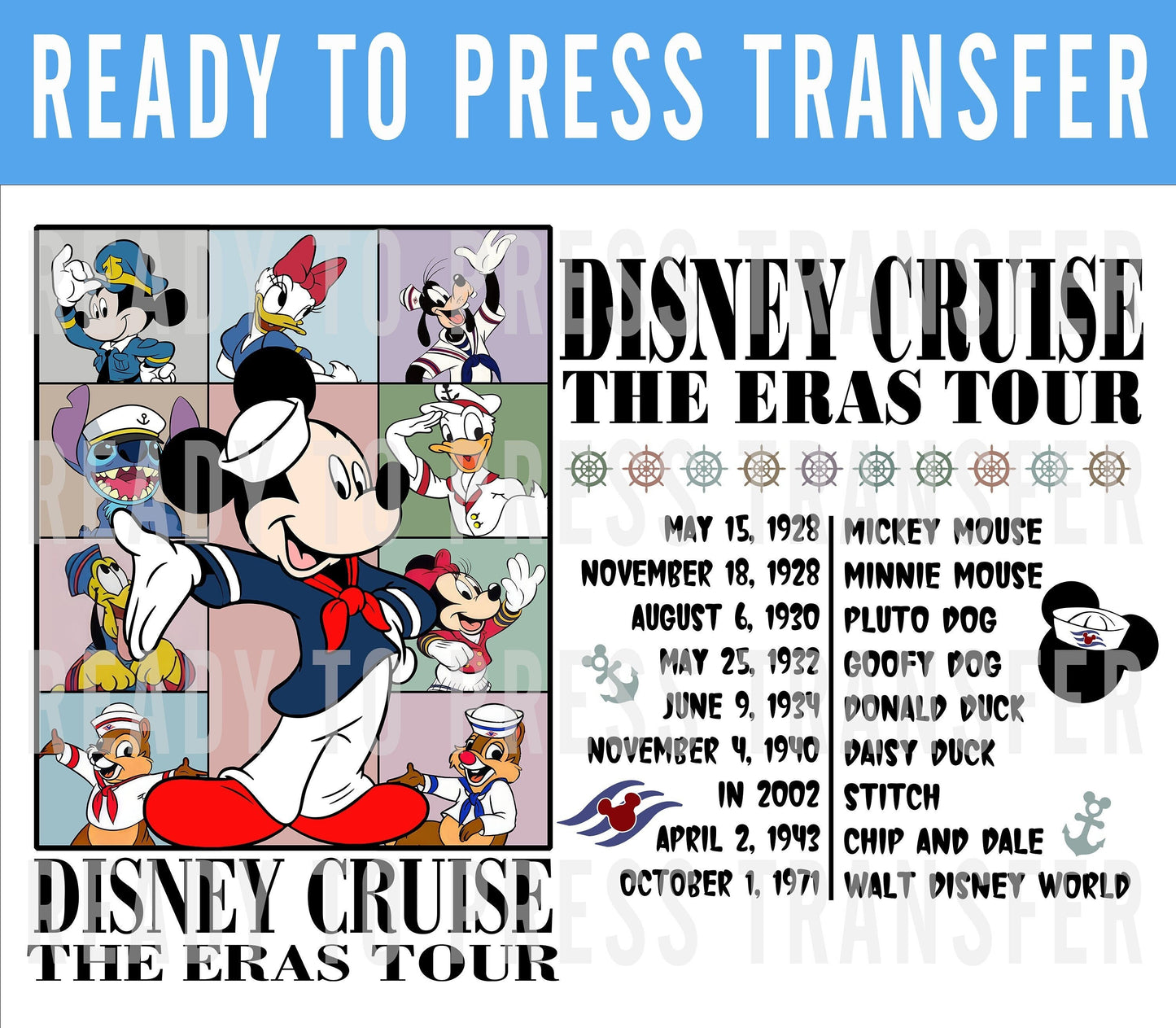 Disney Cruise Eras Tour DTF Transfer - Ready To Press - Transfers For Shirts - Cruise Family Shirt - Concert Disney Cruise Tour Group Shirt