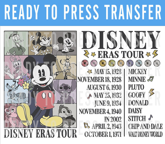 Disney Eras Tour DTF Transfer - Ready To Press - Transfers For Shirts - Disney Family Shirt - Concert Disney Eras Tour Group Shirt