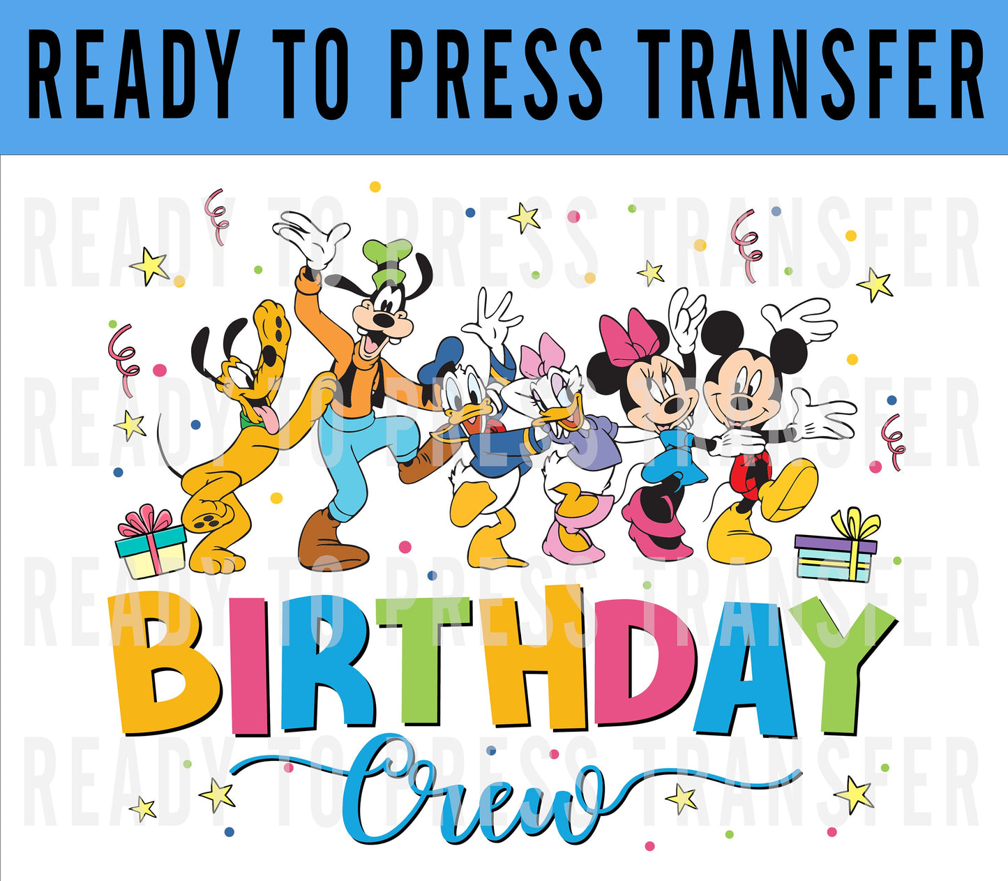 Birthday Squad Disney Iron On DTF Transfer Decal - Birthday Crew Disney Iron On - Screenprint Transfer Decal - Birthday Girl Ready To Press