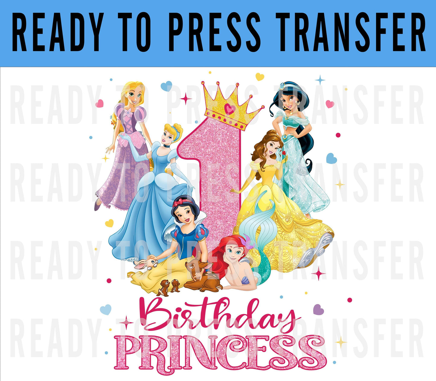 Disney Princess Birthday Iron On Decal - Princess Shirt For Toddler Disney Iron On - Princess Shirt For Girl - Birthday Girl Ready To Press