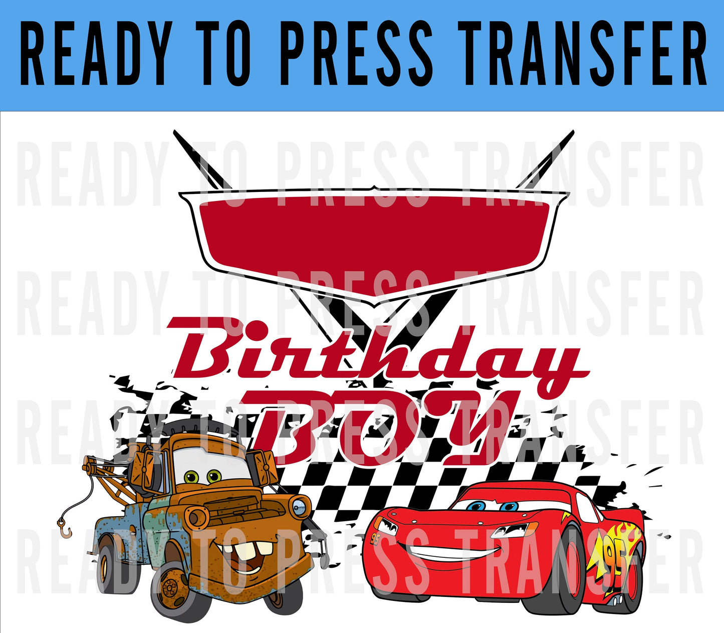Custom Birthday Boy Disney Cars Iron On DTF Transfer Decal - Disney Iron On - Screenprint Transfer Decal - Ready To Press - Family Birthday