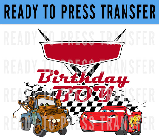 Custom Birthday Boy Disney Cars Iron On DTF Transfer Decal - Disney Iron On - Screenprint Transfer Decal - Ready To Press - Family Birthday