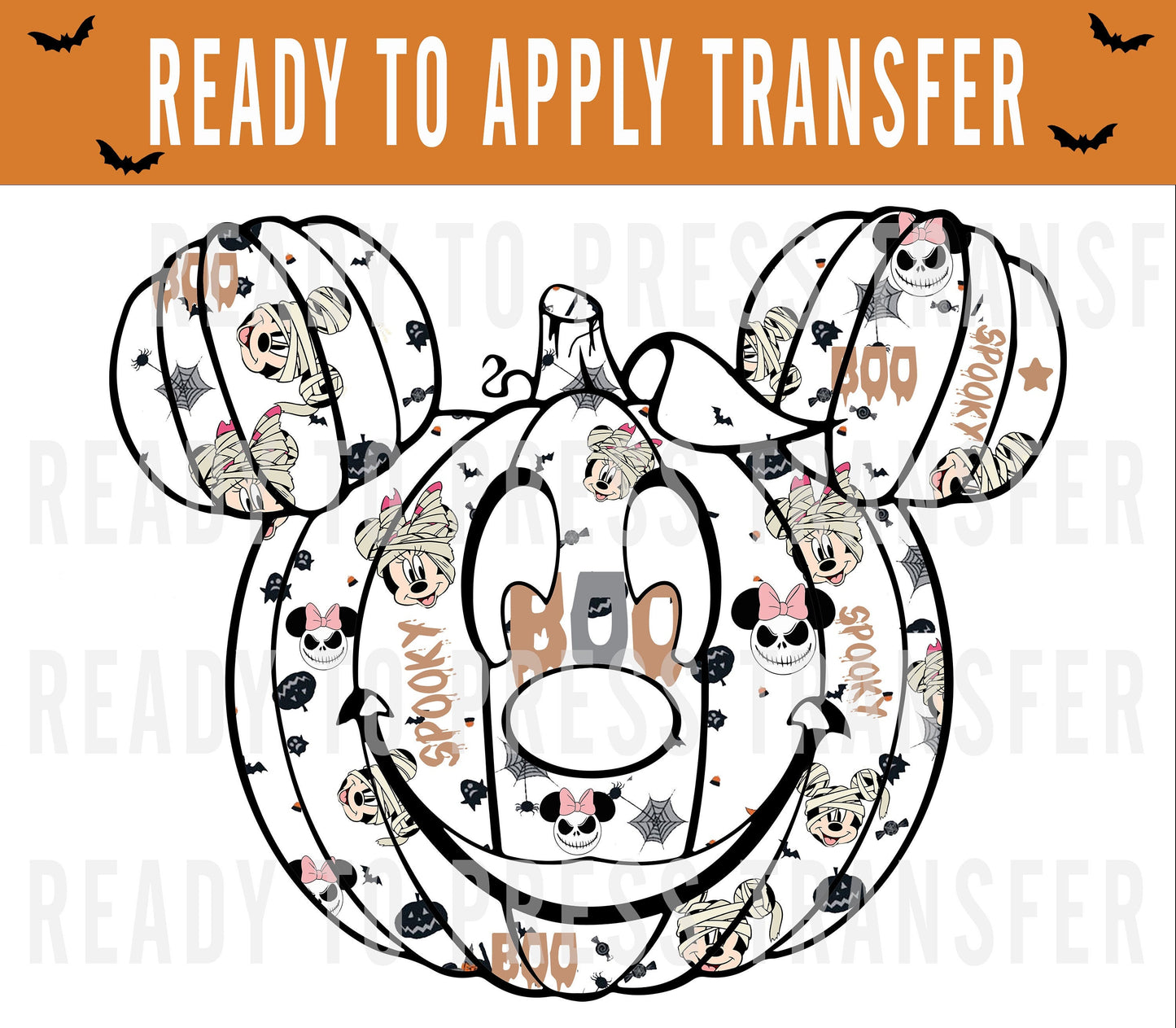 Mickey Boo Pumpkin Halloween Shirt Decal