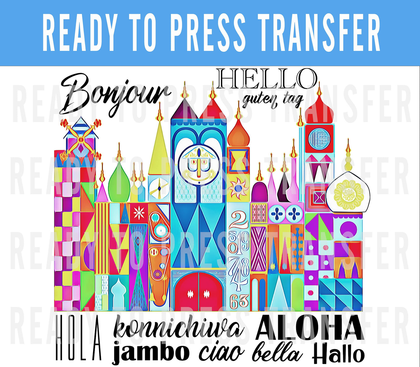 Disney Its A Small World Transfer - Ready To Press - Transfers For Shirt - Disney Transfer - Mickey Design Transfer - DTF Decal Transfers