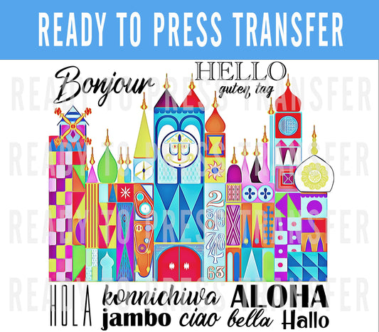 Disney Its A Small World Transfer - Ready To Press - Transfers For Shirt - Disney Transfer - Mickey Design Transfer - DTF Decal Transfers